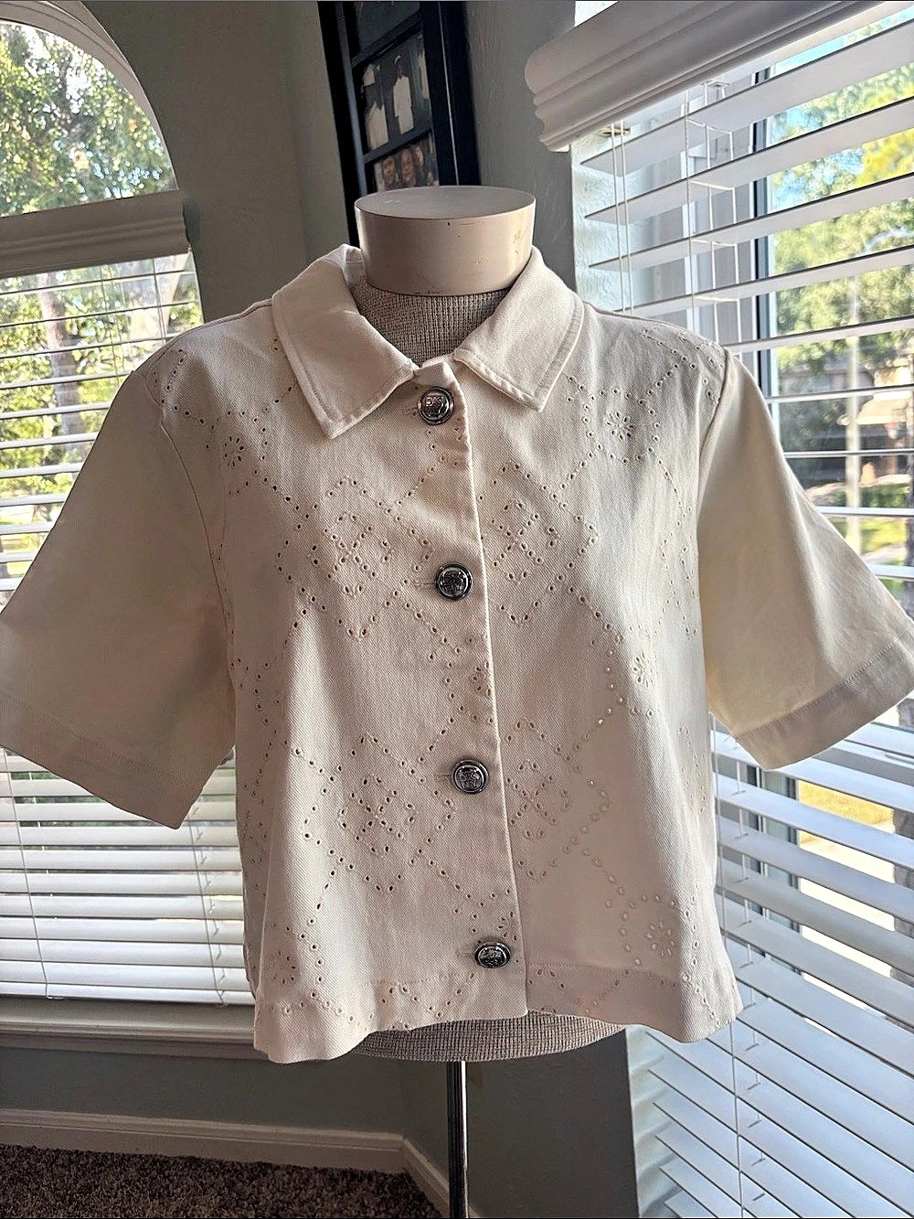 DKNY Jeans eyelet jacket Short Sleeve Jacket Cognac XL NWT